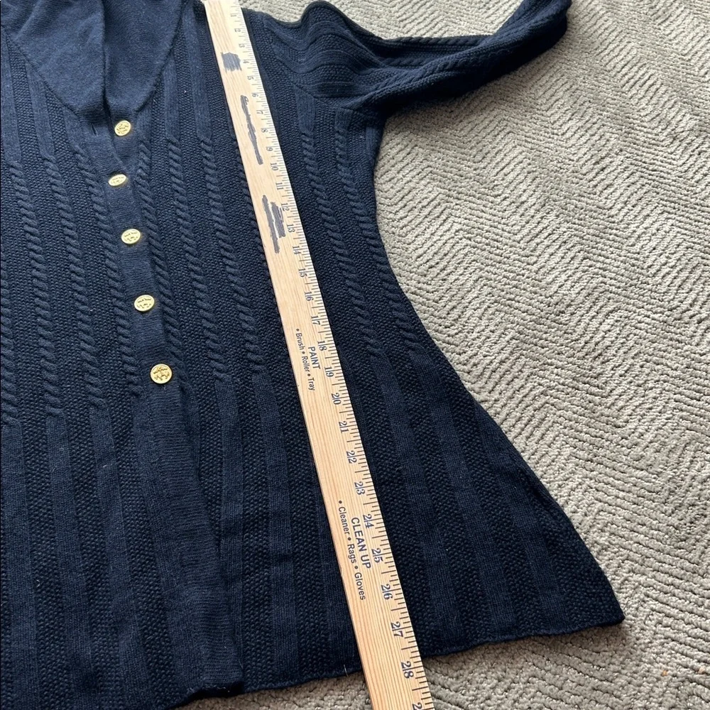 Brooks Brothers Navy Cable Knit Shawl Collar Cardigan Gold Buttons M - Picture 8 of 11